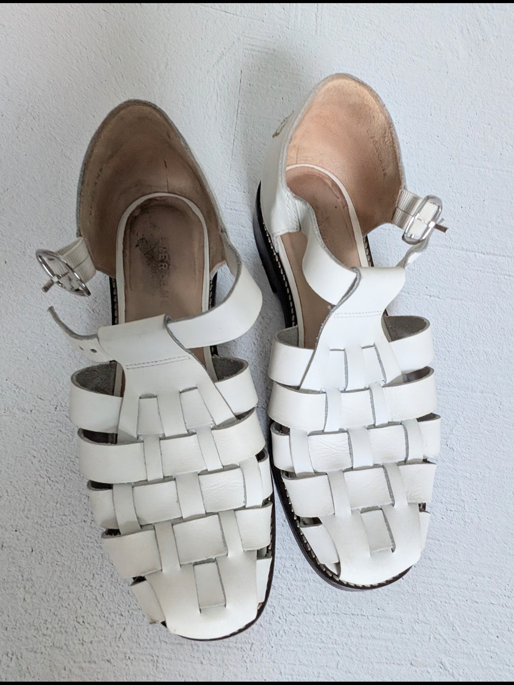 Everlane White Leather Woven Fisherman Sandals Size 9